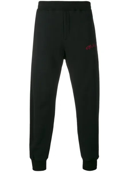 Alexander McQueen спортивные брюки с вышитым логотипом, черный
