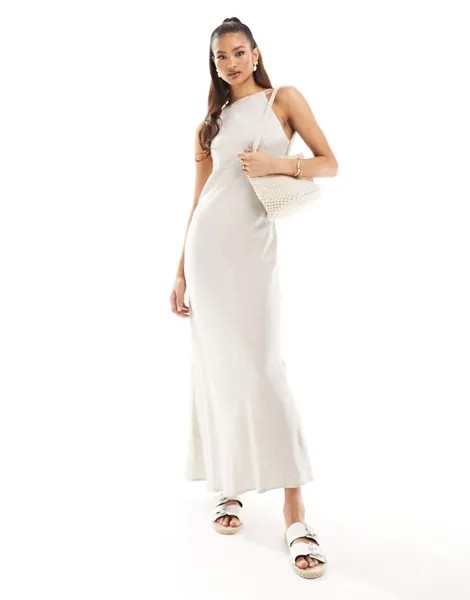 Овсяный льняной сарафан-борцовка ASOS DESIGN