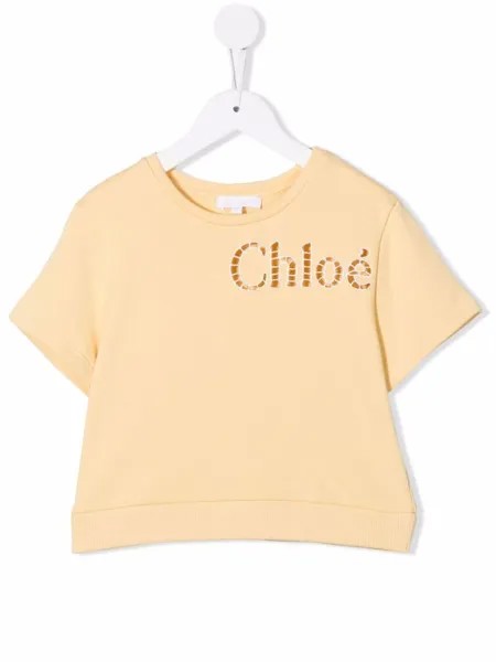Chloé Kids топ с вышитым логотипом