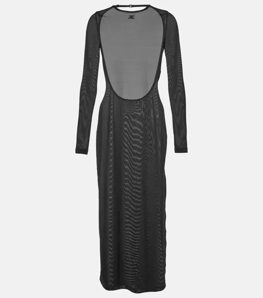 Платье миди из джерси с открытой спиной Courrèges, черный