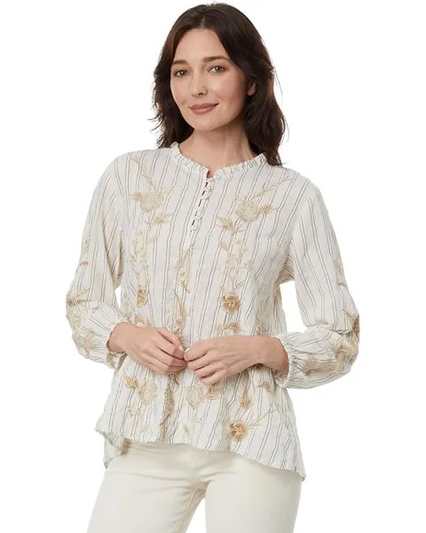 Блуза Johnny Was Calipso Button Neck Field, цвет Stripe