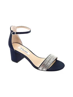 NINA Женские темно-синие кожаные классические сандалии Elenora с круглым носком и пряжкой, размер 6,5 м