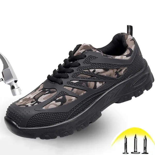 Кроссовки мужские Steel Toe ботинки с теплоизоляцией, дышащие, камуфляжные, легкие, Нескользящие
