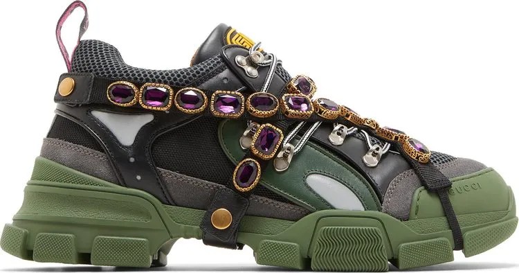 Кроссовки Gucci Flashtrek Green Crystals, зеленый