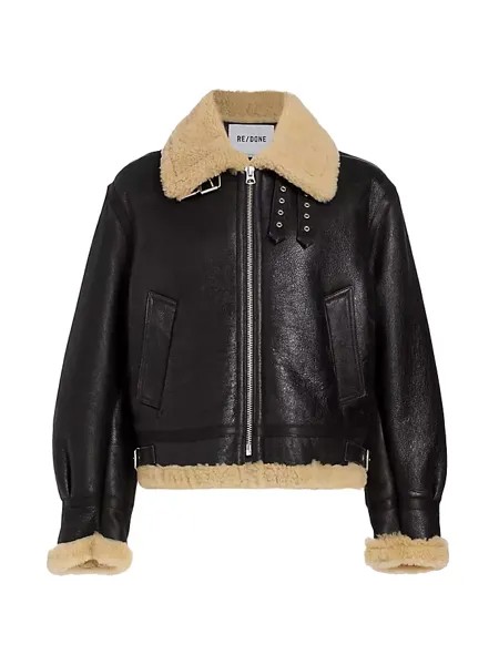 Летная куртка из овчины Re/Done, цвет black leather