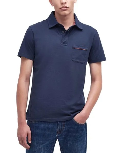 Рубашка поло с карманами из хлопкового джерси Elsdon Barbour, цвет Blue