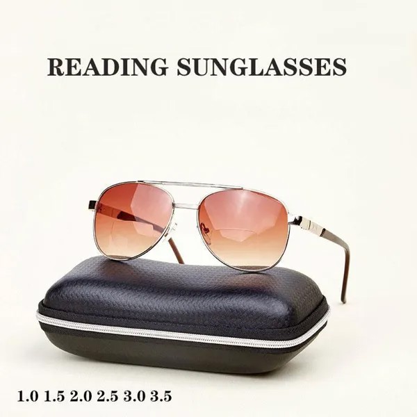 Модный дизайн Солнцезащитные очки Очки для чтения Ближние и дальние очки для чтения Солнцезащитные очки среднего и пожилого возраста 1,0 градуса -3,5 градуса