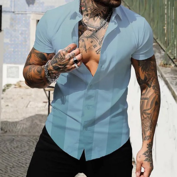 Мужская летняя повседневная модная рубашка с принтом в стиле ретро