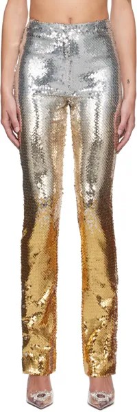 Серебряные и золотые брюки с пайетками Paco Rabanne