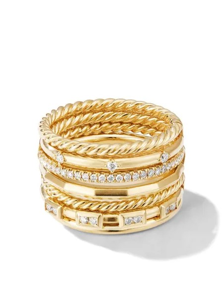 David Yurman золотое кольцо Cable Stax с бриллиантами