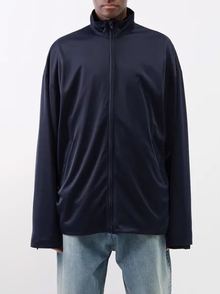 Спортивный пиджак оверсайз из трикотажного джерси Balenciaga, синий