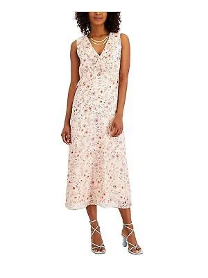 INC Женское розовое жаккардовое платье миди с v-образным вырезом на спине без рукавов и завышенной талией 10