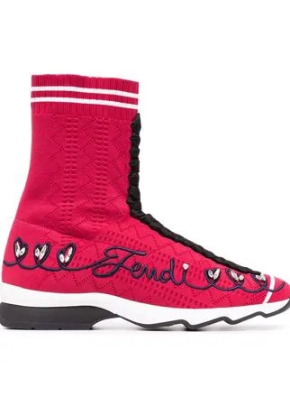 Fendi ботинки-кроссовки с вышитым логотипом