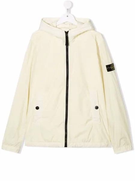 Stone Island Junior куртка на молнии с капюшоном и нашивкой-логотипом