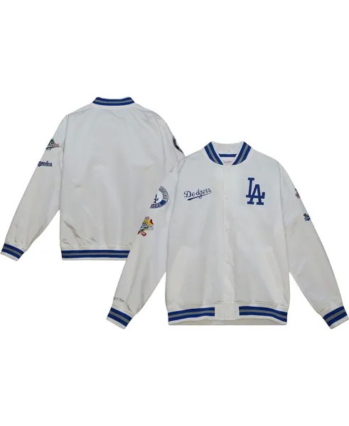 Мужская белая атласная университетская куртка с застежкой Los Angeles Dodgers City Collection Mitchell & Ness
