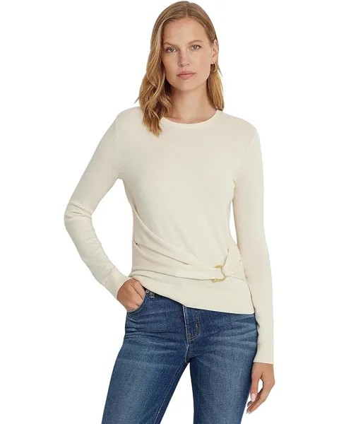 Свитер LAUREN Ralph Lauren Twist-Front Cotton-Blend Sweater, кремовый