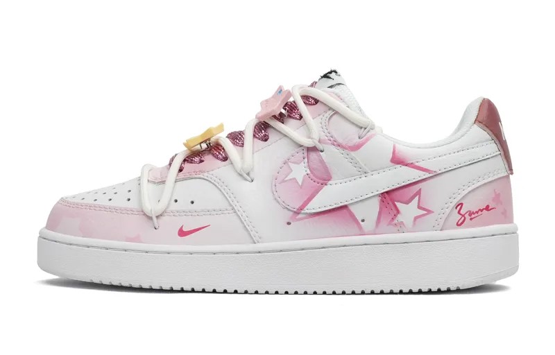 Кроссовки Nike Court Vision 1 Skateboarding Shoes Women's Low-top White, красный