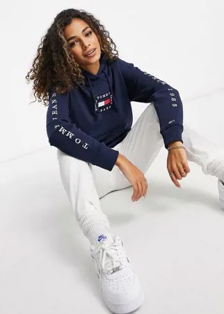 Худи темно-синего цвета с логотипом-флагом Tommy Jeans (от комплекта)-Темно-синий