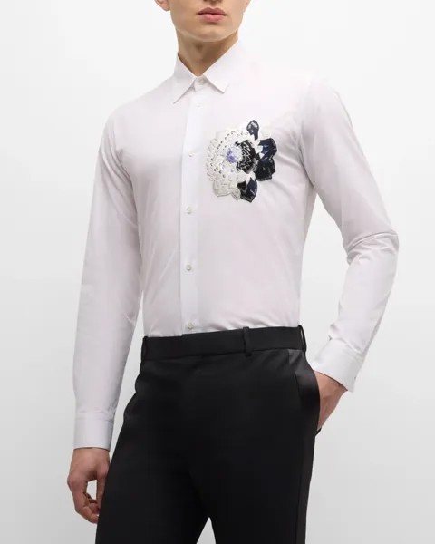 Мужская классическая рубашка с голландским цветочным узором Alexander McQueen, цвет White