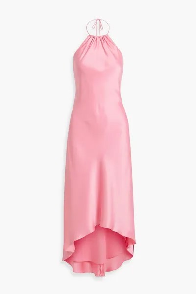Атласное платье макси Rayni с бантом и воротником-халтер ALICE + OLIVIA, розовый