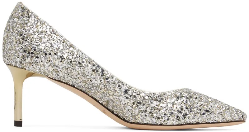 Серебряные туфли на каблуке Romy 60 Jimmy Choo