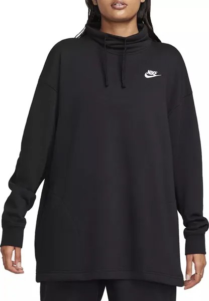Женская оверсайз-толстовка из флиса Nike Club с воротником-стойкой, черный
