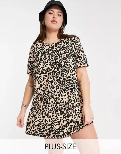 Свободное платье мини с леопардовым принтом и складками спереди Wednesday's Girl