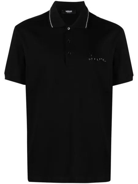 Versace рубашка поло с логотипом Versace Nautical, черный