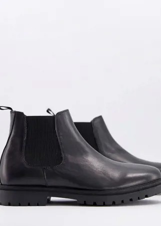 Черные кожаные массивные ботинки челси Silver Street-Черный цвет