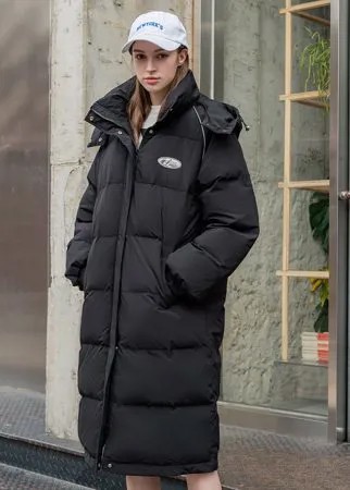 Утепленная куртка с заплатой с капюшоном длинный