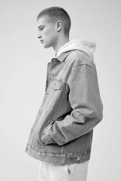Джинсовая куртка свободного кроя H&M, синий