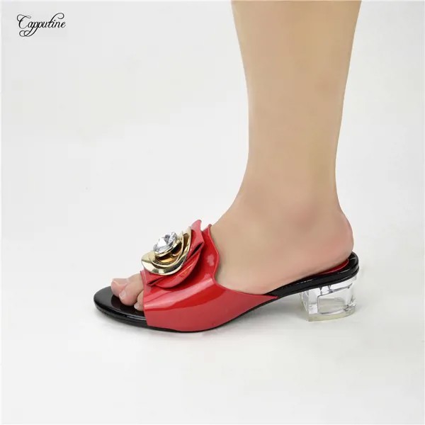 Красивые красные туфли-лодочки Slip-on, женские туфли на высоком каблуке в африканском стиле, обувь для вечерние, каблук высотой 89-11, высота 5 см