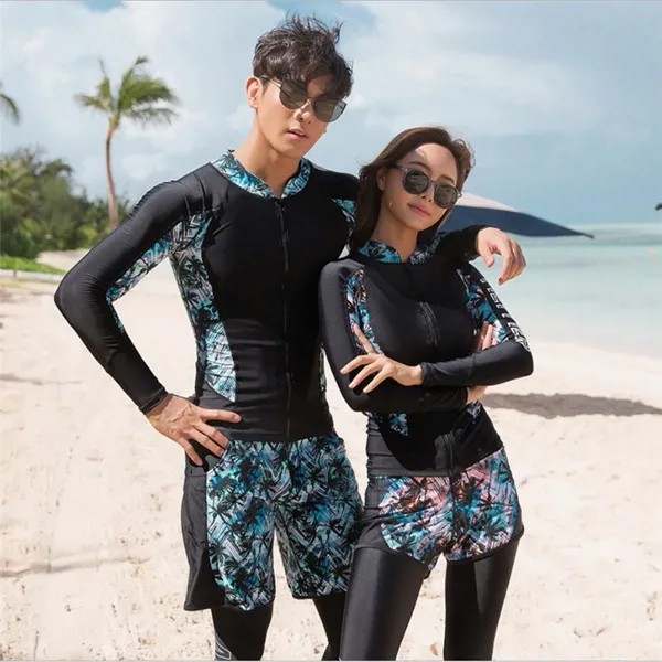Быстросохнущий корейский спортивный костюм для пар, подходит для пар, подходит для мужчин и женщин, подходит для серфинга, купальник с длинн...