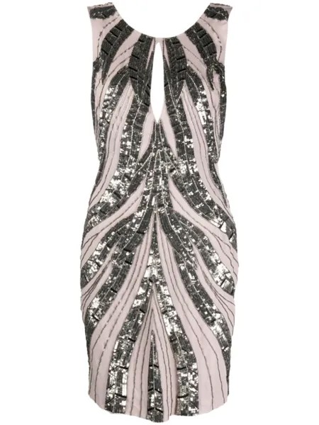 Roberto Cavalli шелковое платье с пайетками, серый