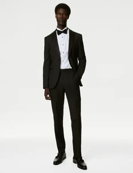 Эластичные брюки-смокинг скинни Marks & Spencer, черный