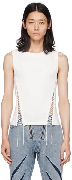 Белый кружевной топ-майка Dion Lee в стиле пико