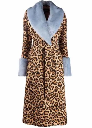 Blumarine шерстяное пальто с леопардовым принтом