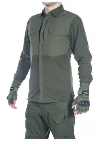 Рубашка флисовая мужская утепленная GONGTEX Superfine Fleece Shirt, цвет Олива (Olive)-XXL