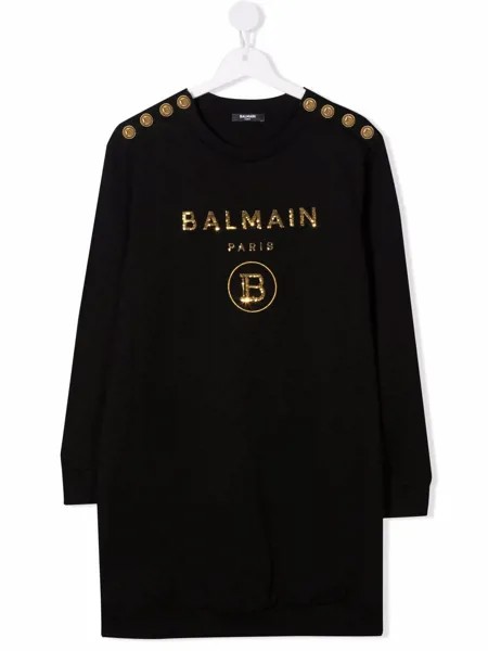 Balmain Kids платье-джемпер с пайетками