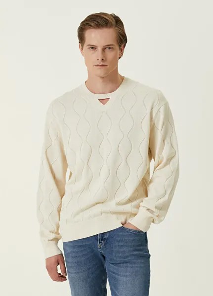 Жаккардовый свитер с белым воротником и детальным геометрическим узором Neil Barrett