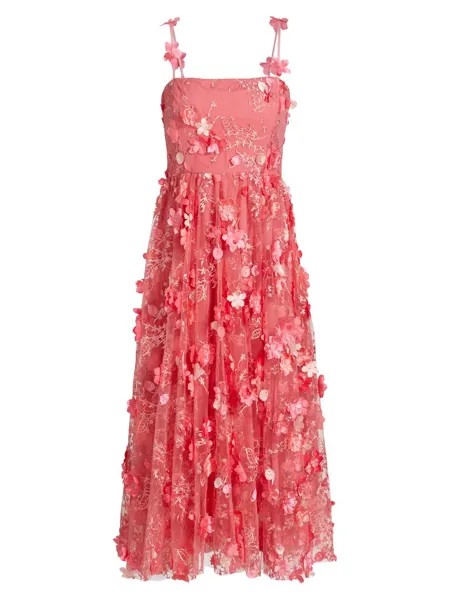 Платье миди Raelyn с цветочной аппликацией Mestiza New York, красный