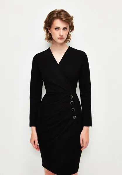 Платье-футляр V-NECK DRAPED FRONT BUTTONED adL, цвет black