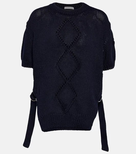 Хлопковый свитер косой вязки MONCLER, синий