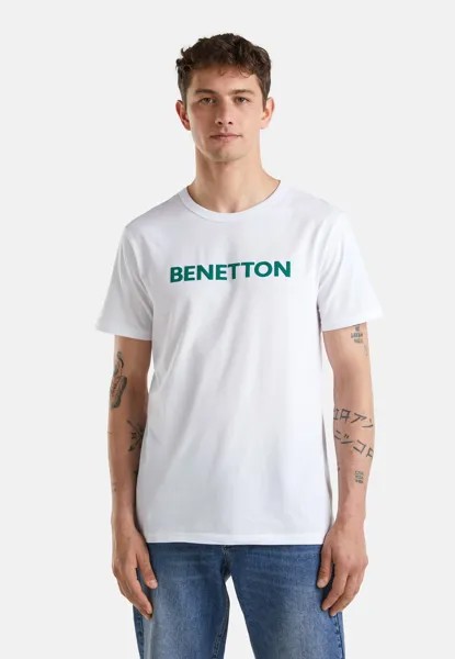 Футболка с принтом WITH LOGO United Colors of Benetton, цвет white