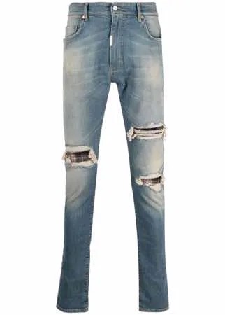 Represent узкие джинсы с эффектом потертости