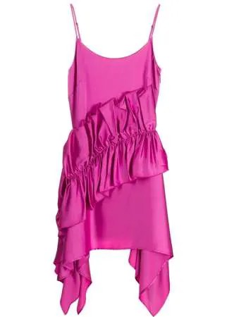 Christopher Kane атласное платье на бретелях с оборками