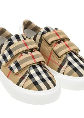 Бежевые кеды в клетку Vintage Check Burberry детские