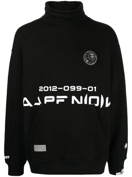 Толстовка с высоким воротником и логотипом AAPE BY *A BATHING APE, черный