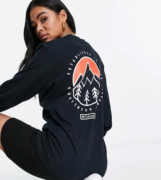 Черный лонгслив с принтом на спине Columbia Cades Cove – эксклюзивно для ASOS-Черный цвет
