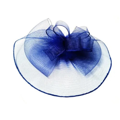 Карнавальная шляпка-заколка с вуалеткой синяя, большая